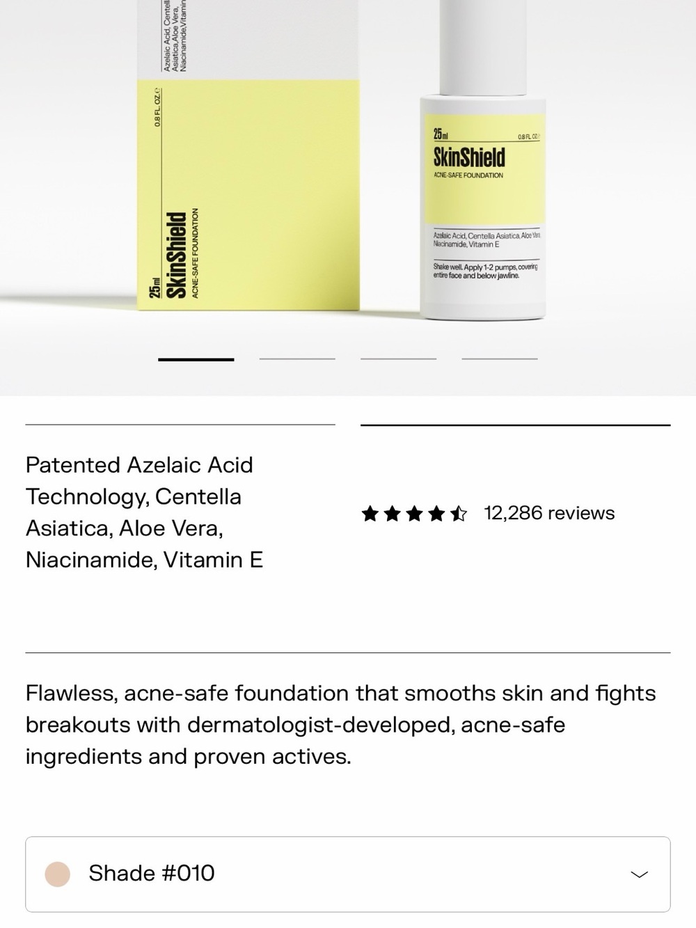 Acne-Safe Foundation Shade #010 — Yellow Shade